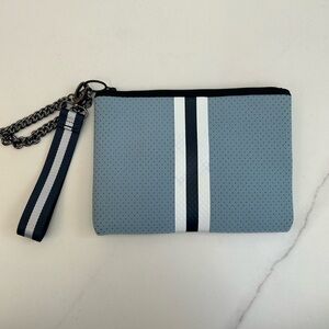 HAUTE SHORE Blue and White Clutch